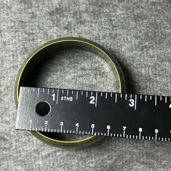 Vintage Brass Bangle Bracelet Etched Elephant  Tiger Green Enamel Made In India‎ - Picture 11 of 14